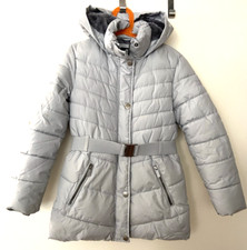 C&A Mädchen Winterjacke mit Kapuze Größe 134 in Silbergrau