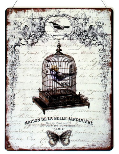 Blechschild vogelkäfig maison - vogelkäfig,