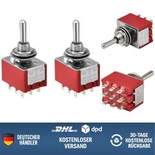Miniatur-Kippschalter 3PDT ON-OFF-ON 9-polig 2A 250V 6A 125V Plattenmontage