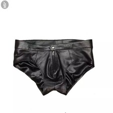 Herren Lammfell Leder Slips Echt Weich Leder Jock Strap Tanga Unterwäsche