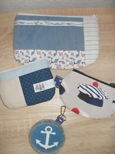 4 er Set, Kosmetiktasche + Minibörsen, Schlüsselanhänger,  maritim, Acufactum