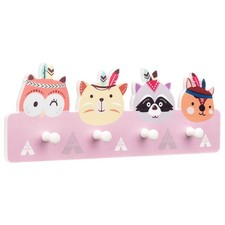 Garderobe Kinderzimmer mit 4 Kleiderhaken Kindergarderobe Holz Garderobenleiste