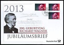 GERMAN POST ANNIVERSARY-FDC 2013 RICHARD WAGNER MUSIK KOMPONIST MUSIC COMPOSER