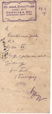 Arzt-Rezept Dr. Ernst Rupp, Homburg a. Main, 23. April 1919