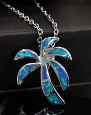 Silberkette 925 Silber Halskette synth.Opal Anhänger Kreuz Herz Rodiniert