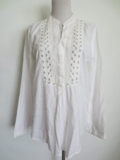 "Piraten" Bluse MANGO suit S ca 36 langarm weiß Stick Baumwolle /M