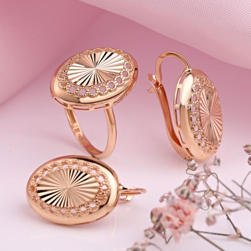 Rose rotgold 585 14kt - 585/14kt, ohrringe