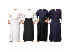 Japanese Kendo Kimono Hakama Swordsmanship Fighting Men Costume Outfit Cosplay