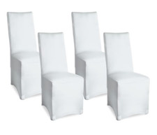 Stuhlhussen 4er Set Weiß - Bankettstuhlhussen Leona Stretch Überzug Stuhl - NEU