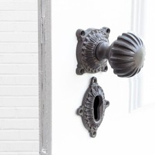 Türbeschlag mit Knauf für Haustüren, feststehend edles Design | PZ | Eisen braun