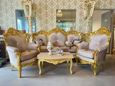 Beige Sofa Set Louis XV Couch
