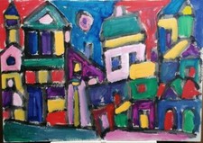 Miklos Nemeth,"der Maler des Vulkan" Ungarn,Original signiert 1971, ca 90x64 cm