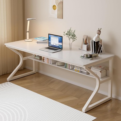 Double long desk with - double,