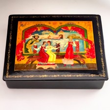 Mstera Russische Lackdose Drei Jungfrauen Puschkin Märchen UdSSR handbemalt