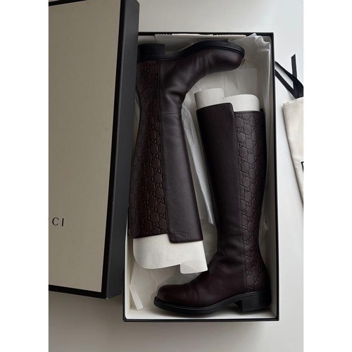 Gucci braune lederreitstiefel - gucci,