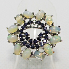 Cabochon Opal Saphir Ring 925 Silber 585 Weißgold vergoldet 16,2 mm 51