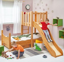 Bett "Lisa", Spielturm mit Rutsche ("Noah") und Hochbett-Unterbauelement