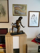 Bronze Skulptur groß, Akt, (Messing?) Sockel 41 x 15 cm, Höhe 52 cm , 9,835  kg
