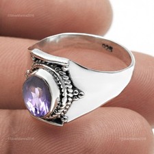 Solid Sterling Silber Amethyst Edelstein Mutter Boho Cocktail Ring Schmuck Eu 6
