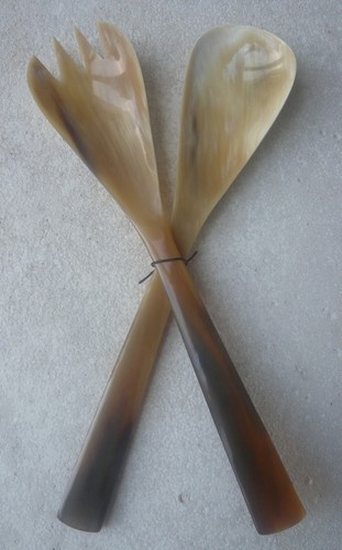 Salatbesteck horn hell - salatbesteck,