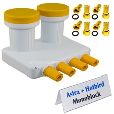 Monoblock QUAD LNB Hotbird + Astra 4 RECEIVER Digital HD TV Sat LMB Doppel 4K 
