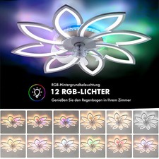 RGBCW Deckenventilator Beleuchtung Fernbedienung LED Deckenlampe Schlafzimmer DE