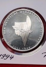 10 Deutsche Mark Die Deutsche Widerstandsbewegung 20.07.1944,Silber,PP