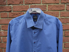 Olymp Level Five, Herrenhemd, Gr. 42, blau/weiß, gemustert, body fit, Langarm