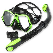 Mares Schnorchelset Caicos mit Trockenschnorchel und X-Vision - schwarz lime