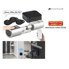 VisorTech Elektronischer Tür-Schließzylinder, Fingerprint, Transponder, Gateway