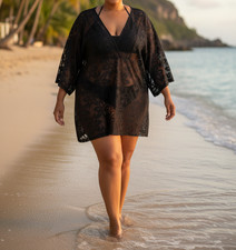 Strand Spitzen-Tunika schwarz