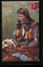 Hiawatha, Indianerin in bunter Kleidung, Ansichtskarte 