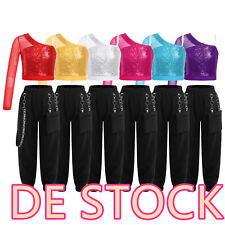 DE Mädchen Hip Hop Kleidung Crop Tops Jogger Hose Karneval Street Dance Kostüm