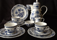 Kahla Porzellan Kobalt blau Zwiebelmuster Kaffeeservice für 4 Personen