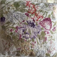 Gobelin Sofakissen Handgestickt Handarbeit Reißverschluss 70er Jahre Samt hinten