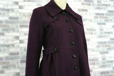 DKNY DONNA KARAN NY DAMEN WOLLE MIX FEST FREIZEIT MANTEL LOGO KNÖPFE BEERE  36