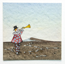 Clown Trompete Aquarell