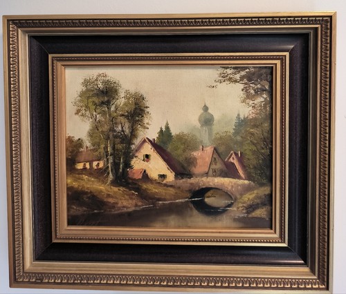 ölbild landschaft dorf - Ölbild,