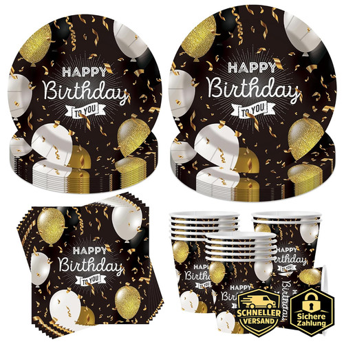 Pappgeschirr schwarz gold - schwarz,