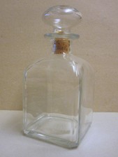 Schwere Glasflasche Weinkaraffe Dekantierer Liköre , Cognac , Whisky 20 cm hoch