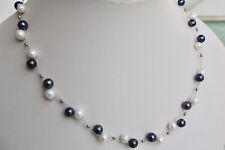 A82WS Süßwasser Perle Schmuck Halskette Perlenkette Collier Echtschmuck Ketten m