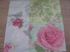 4  lose Servietten  Blumen Motiv Serviette Romantik Rose