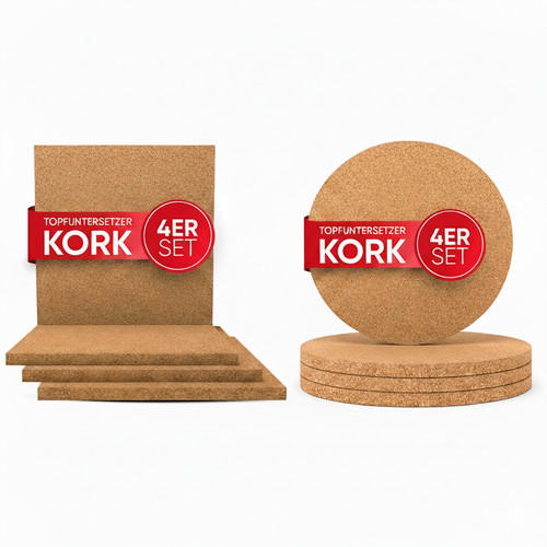 Kork untersetzer rund - untersetzer, eckig