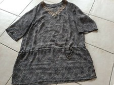 Bluse Tunika 3/4Arm Damen, Pailletten, Leoprint, braun/gold/schwarz, Gr. 46, TCM