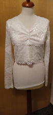 edle kurze Spitzenbluse weiss von FB Sister Gr. M langarm