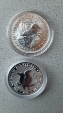 2 St. Kookaburra Silbermünzen 1990 und 2001 je 1 oz