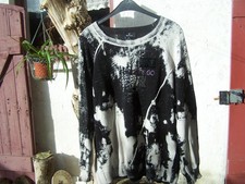 Monari Feinstrickpullover Langarm Glitzerapplikationen Gr.40 schwarz/Natur