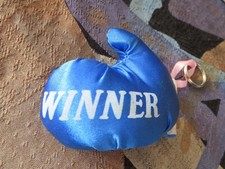 Schlüsselanhänger Sammler Boxhandschuh Winner blau weiß Geschenk RAR Federring