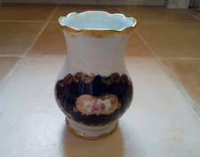 Kleine Reichenbach Porzellan Vase Echt Kobalt mit Goldornamenten Blumenmotiv