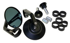 2x Motorrad Spiegel Lenkerendenspiegel Alu CNC schwarz rund universal